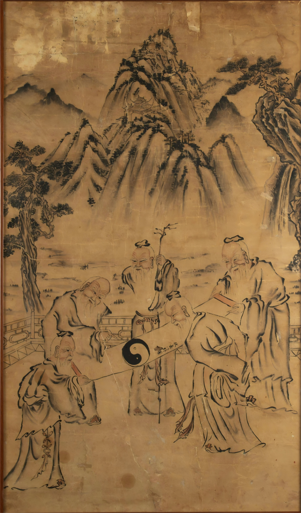 《五老观太极》 民国 纸本手绘